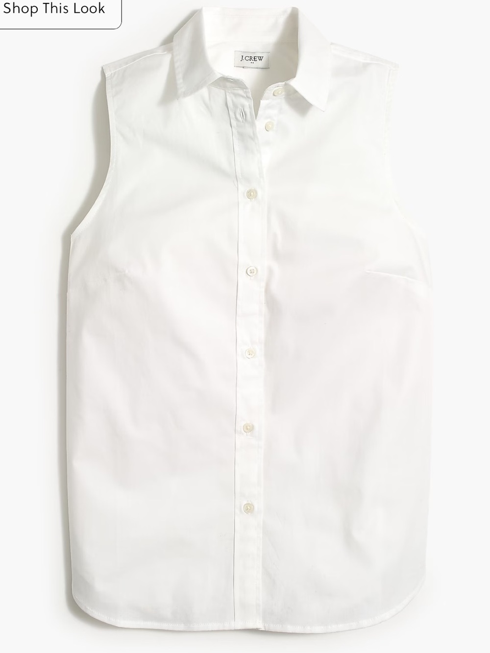 J. Crew White Sleeveless Button-Front Blouse